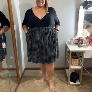 Black polka dotted dress-wedding/cocktail attire